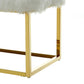 40" White And Gold Upholstered Faux Fur Bench By Homeroots | Benches | Modishstore - 6