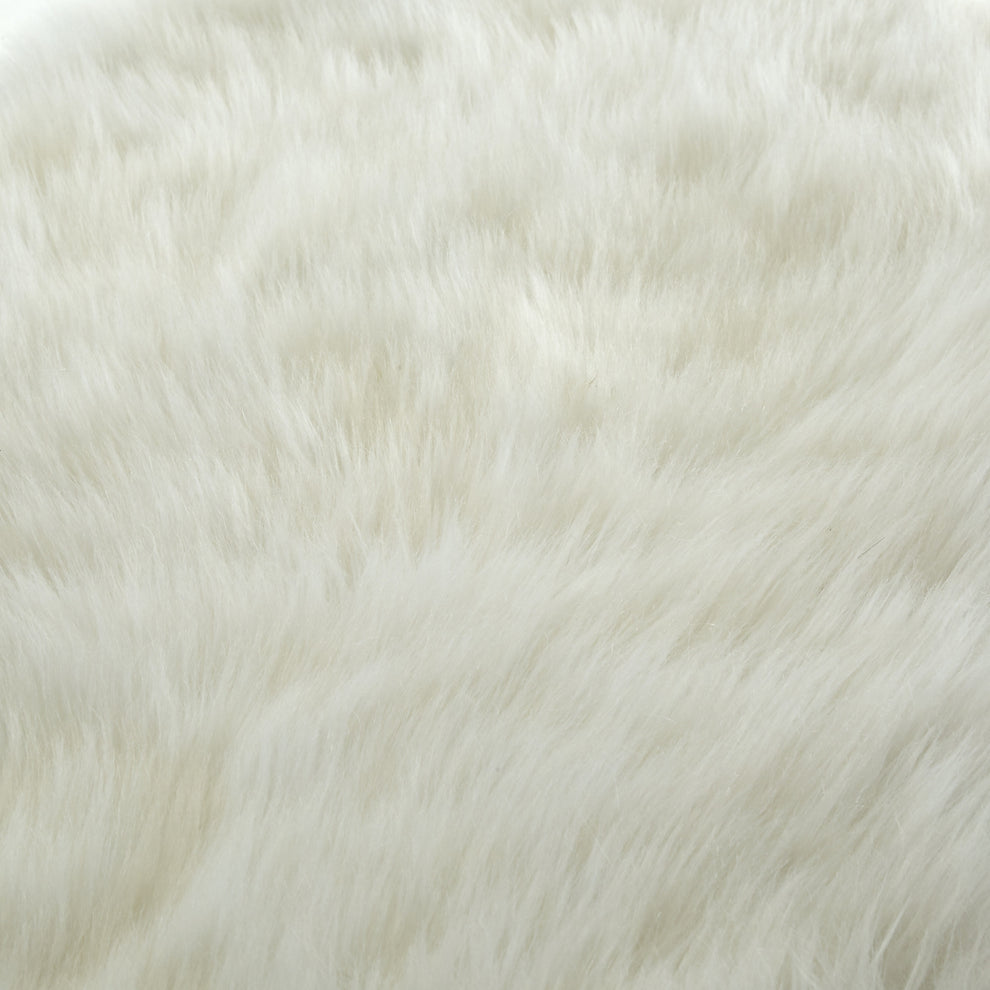 40" White And Gold Upholstered Faux Fur Bench By Homeroots | Benches | Modishstore - 7