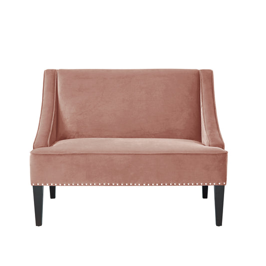 45" Blush And Brown Upholstered Velvet Bench By Homeroots