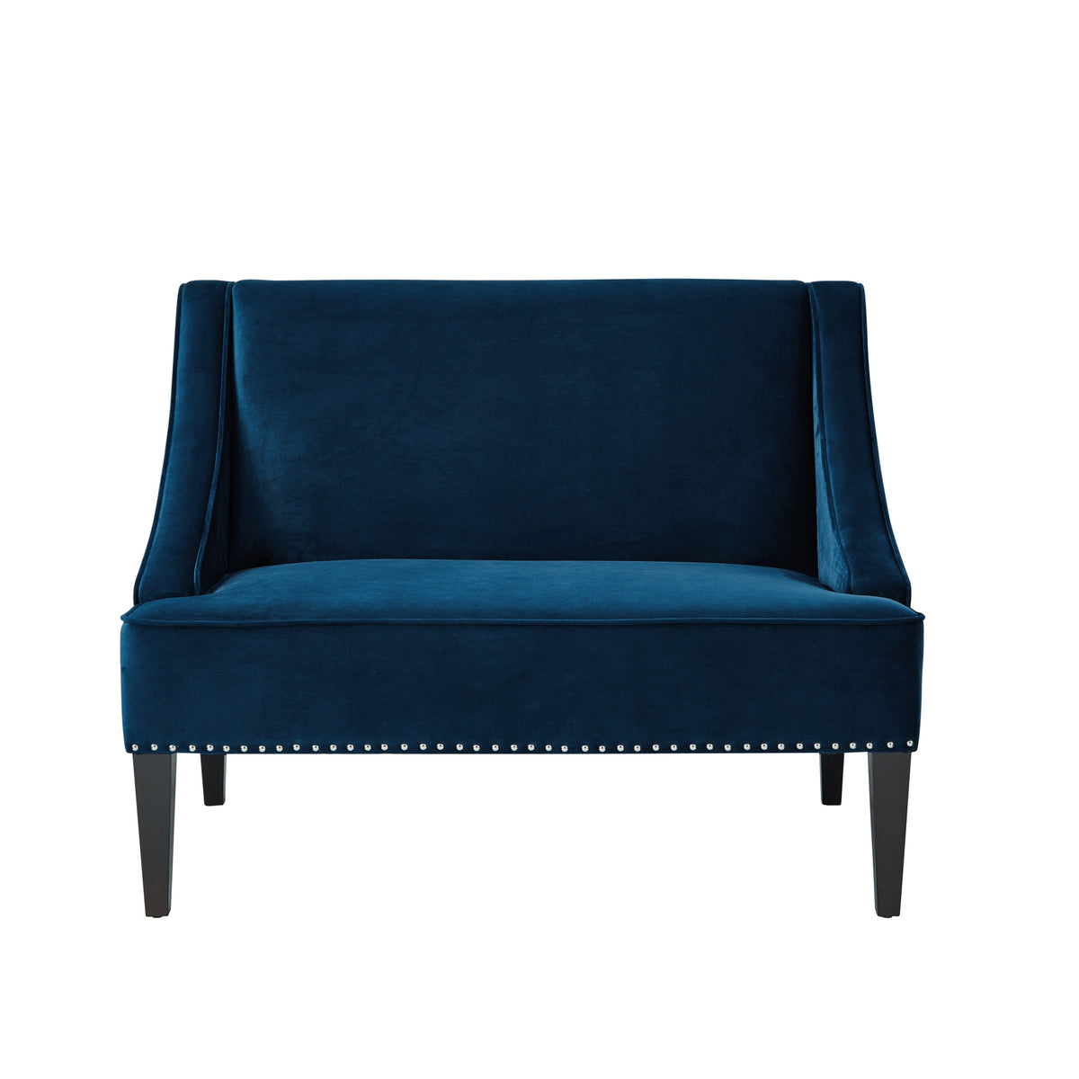 45" Navy Blue And Brown Upholstered Velvet Bench By Homeroots | Benches | Modishstore