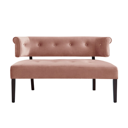 48" Blush And Brown Upholstered Velvet Bench By Homeroots | Benches | Modishstore