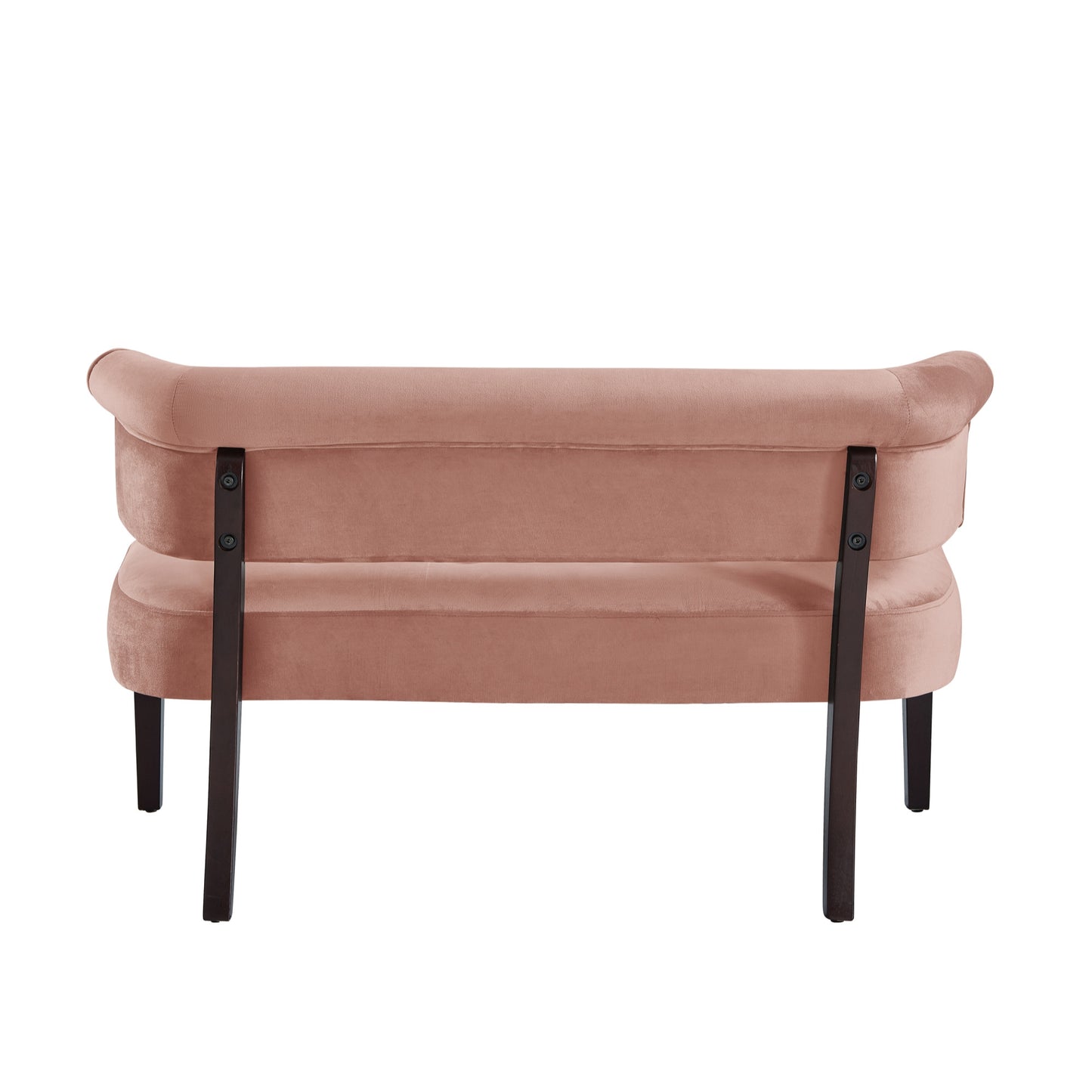 48" Blush And Brown Upholstered Velvet Bench By Homeroots | Benches | Modishstore - 3