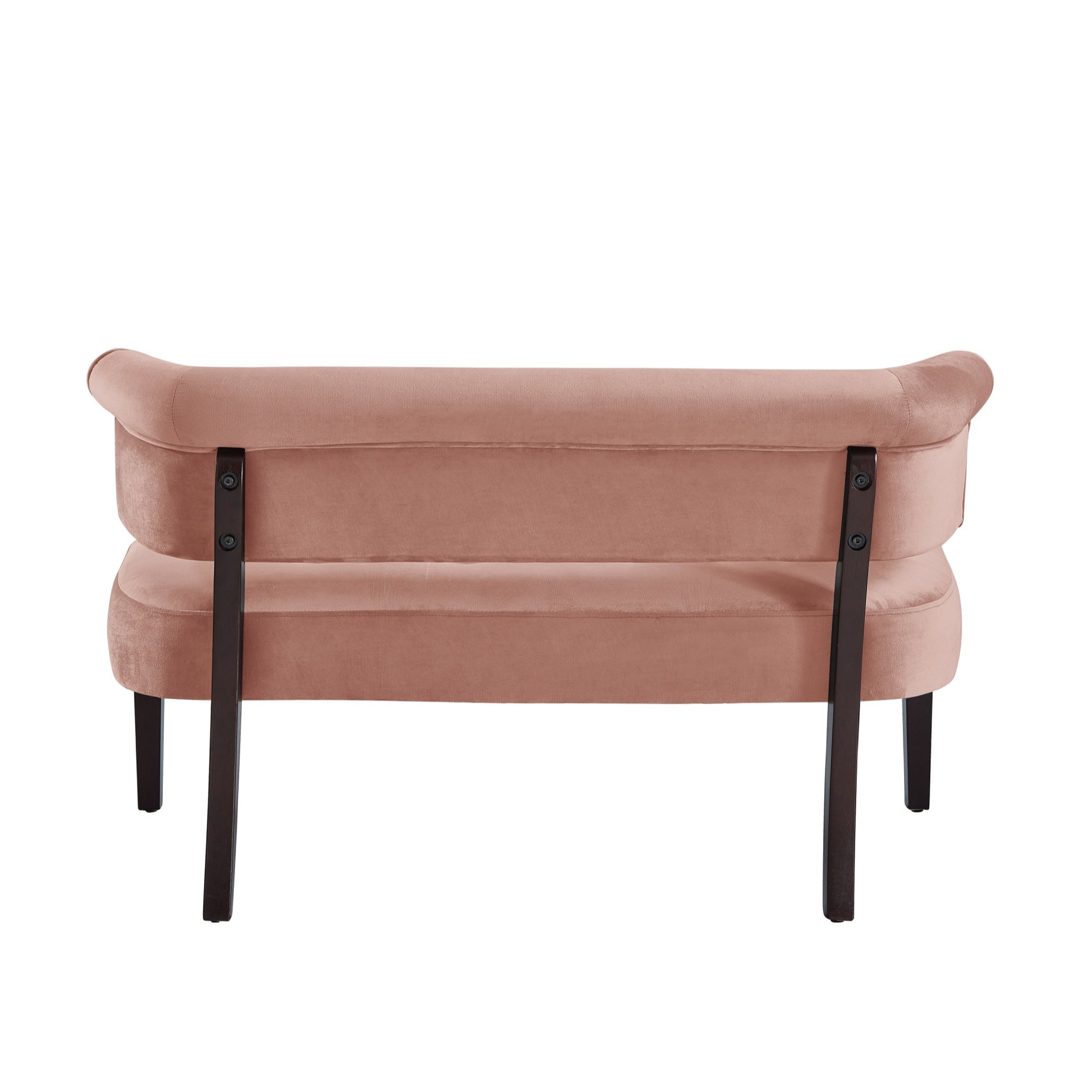 48" Blush And Brown Upholstered Velvet Bench By Homeroots | Benches | Modishstore - 3