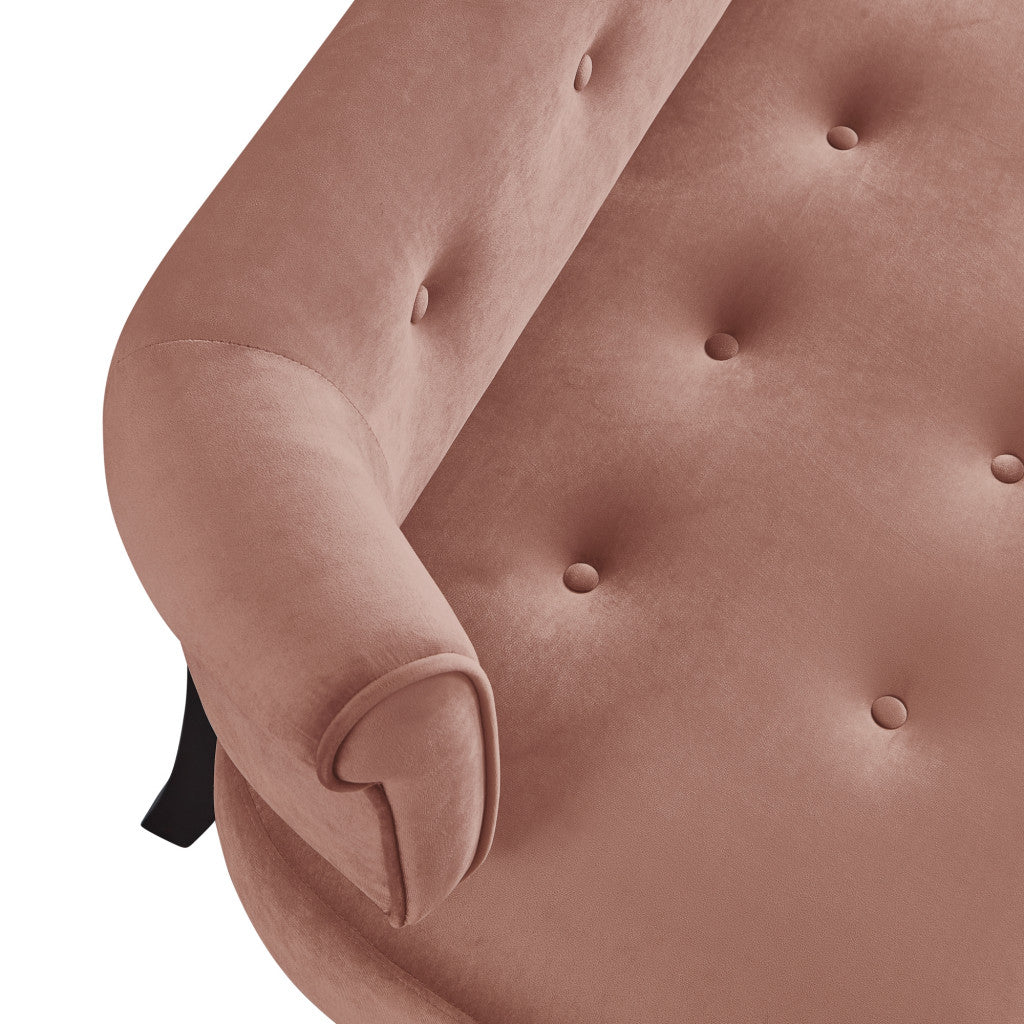 48" Blush And Brown Upholstered Velvet Bench By Homeroots | Benches | Modishstore - 6