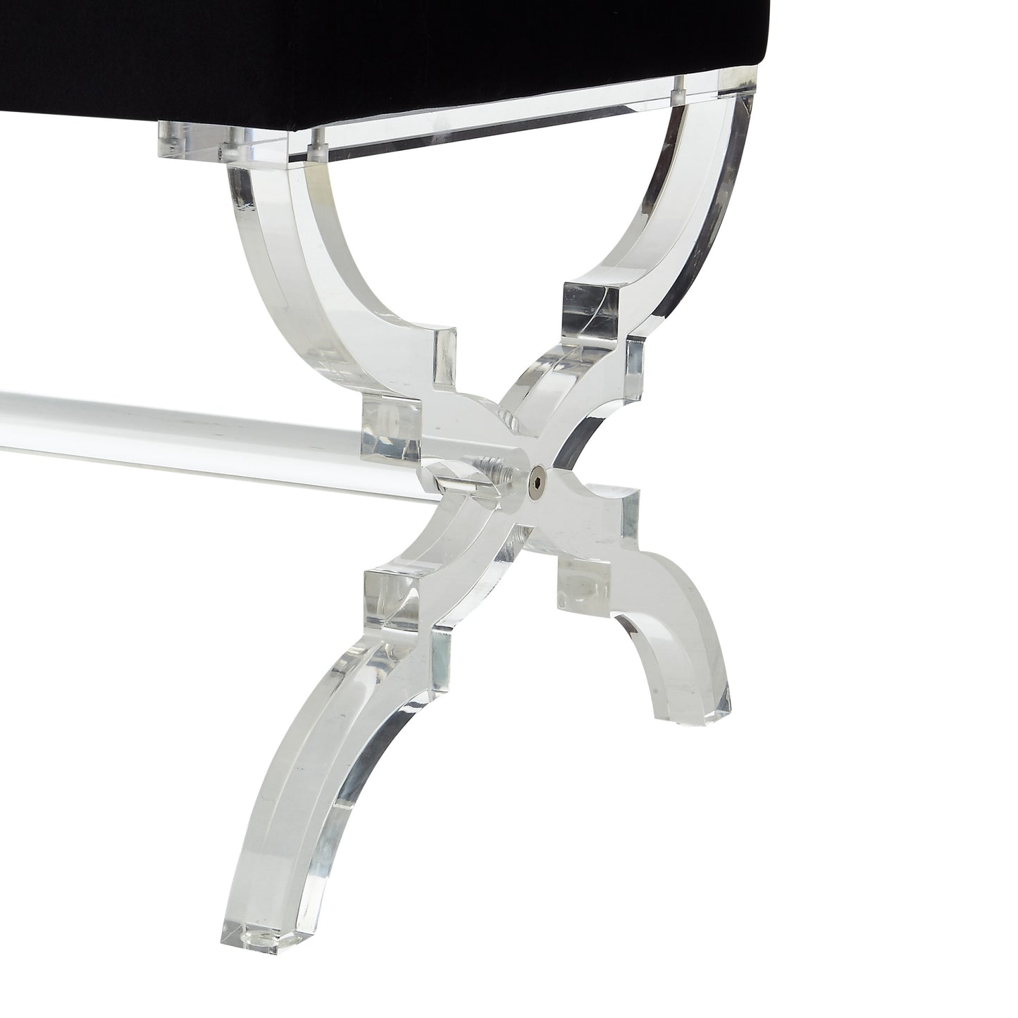 48" Black And Clear Upholstered Velvet Bench By Homeroots | Benches | Modishstore - 6