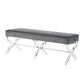 48" Gray And Clear Upholstered Velvet Bench By Homeroots | Benches | Modishstore