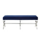 48" Navy Blue And Clear Upholstered Velvet Bench By Homeroots | Benches | Modishstore - 2
