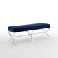 48" Navy Blue And Clear Upholstered Velvet Bench By Homeroots | Benches | Modishstore - 3