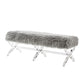 48" Gray And Clear Upholstered Faux Fur Bench By Homeroots | Benches | Modishstore