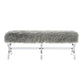 48" Gray And Clear Upholstered Faux Fur Bench By Homeroots | Benches | Modishstore - 2
