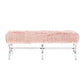 48" Rose And Clear Upholstered Faux Fur Bench By Homeroots | Benches | Modishstore