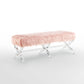 48" Rose And Clear Upholstered Faux Fur Bench By Homeroots | Benches | Modishstore - 2