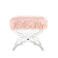 48" Rose And Clear Upholstered Faux Fur Bench By Homeroots | Benches | Modishstore - 3