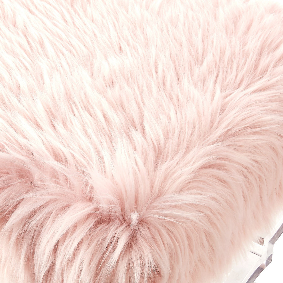 48" Rose And Clear Upholstered Faux Fur Bench By Homeroots | Benches | Modishstore - 7