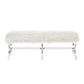 48" Cream And Clear Upholstered Faux Fur Bench By Homeroots | Benches | Modishstore - 2