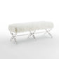 48" Cream And Clear Upholstered Faux Fur Bench By Homeroots | Benches | Modishstore - 3