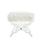 48" Cream And Clear Upholstered Faux Fur Bench By Homeroots | Benches | Modishstore - 4