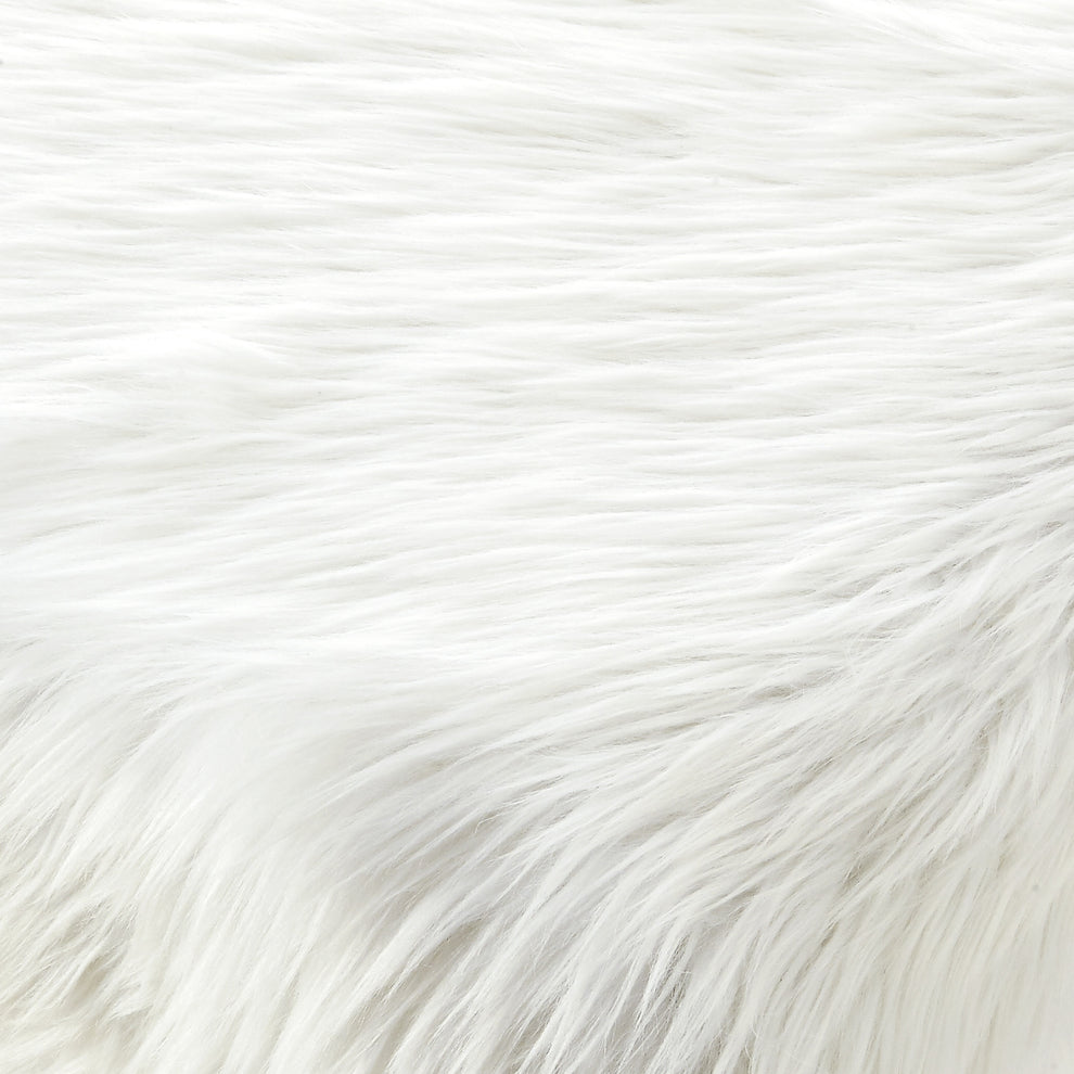 48" Cream And Clear Upholstered Faux Fur Bench By Homeroots | Benches | Modishstore - 9