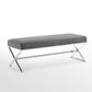 48" Gray And Silver Upholstered Velvet Bench By Homeroots | Benches | Modishstore