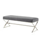 48" Gray And Silver Upholstered Velvet Bench By Homeroots | Benches | Modishstore - 3
