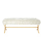 48" White And Gold Upholstered Faux Fur Bench By Homeroots | Benches | Modishstore - 2