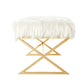 48" White And Gold Upholstered Faux Fur Bench By Homeroots | Benches | Modishstore - 4