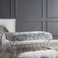 48" Gray And Silver Upholstered Faux Fur Bench By Homeroots