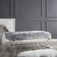 48" Gray And Silver Upholstered Faux Fur Bench By Homeroots | Benches | Modishstore - 7