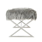48" Gray And Silver Upholstered Faux Fur Bench By Homeroots | Benches | Modishstore - 3