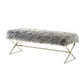 48" Gray And Silver Upholstered Faux Fur Bench By Homeroots | Benches | Modishstore - 4