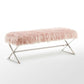 48" Rose And Silver Upholstered Faux Fur Bench By Homeroots | Benches | Modishstore