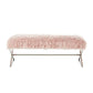 48" Rose And Silver Upholstered Faux Fur Bench By Homeroots | Benches | Modishstore - 2