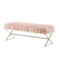 48" Rose And Silver Upholstered Faux Fur Bench By Homeroots | Benches | Modishstore - 3