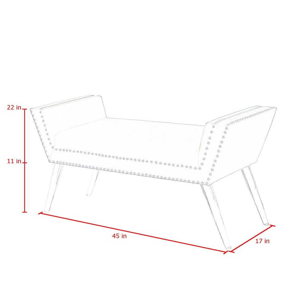 45" Black And Clear Upholstered Velvet Bench By Homeroots | Benches | Modishstore - 8