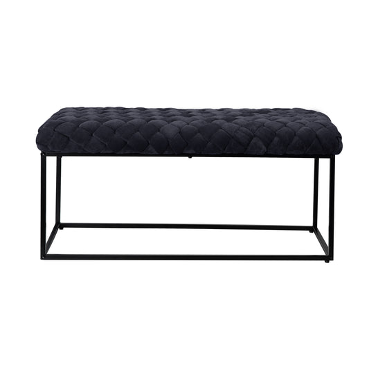 39" Black Upholstered Velvet Bench By Homeroots