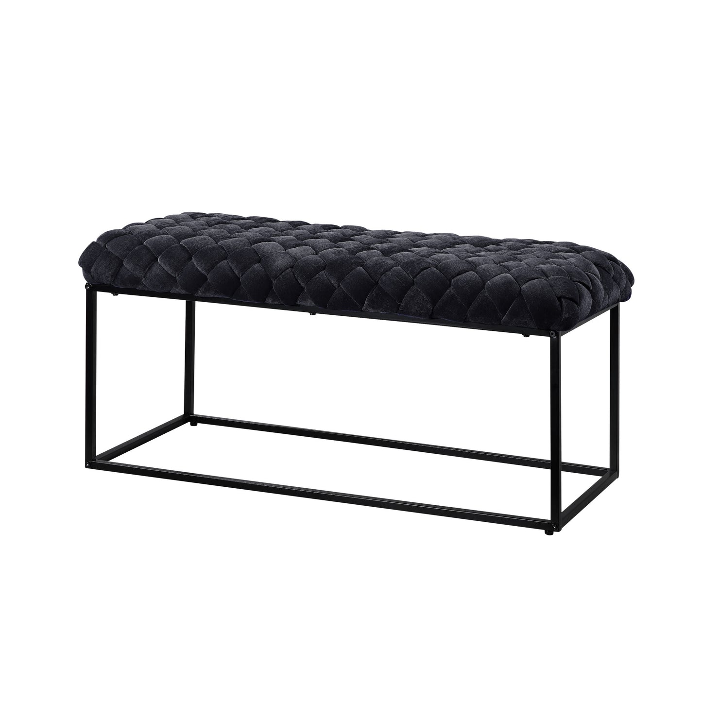 39" Black Upholstered Velvet Bench By Homeroots | Benches | Modishstore - 2