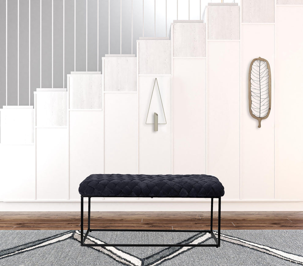 39" Black Upholstered Velvet Bench By Homeroots | Benches | Modishstore - 4