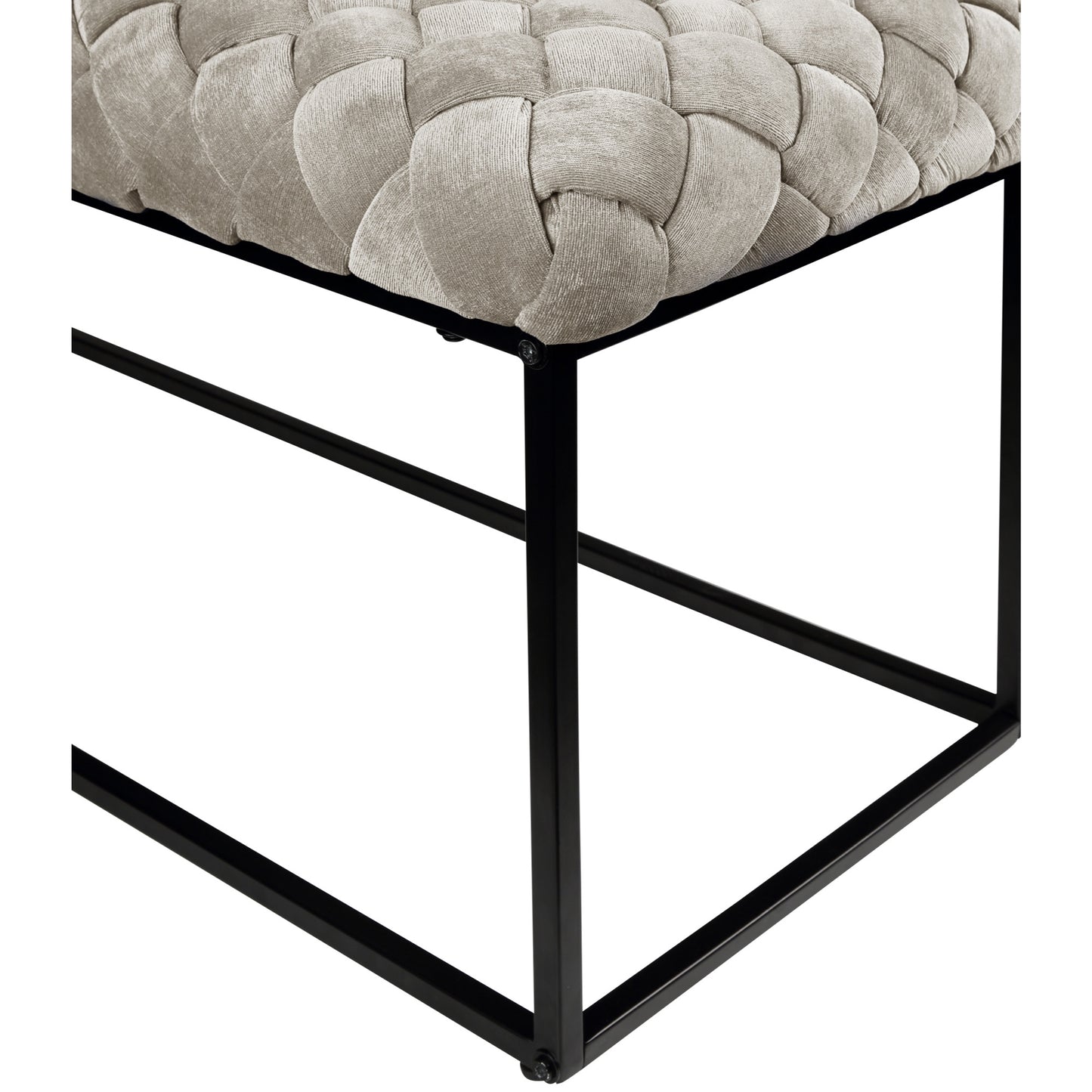 39" Cream And Black Upholstered Velvet Bench By Homeroots | Benches | Modishstore - 4