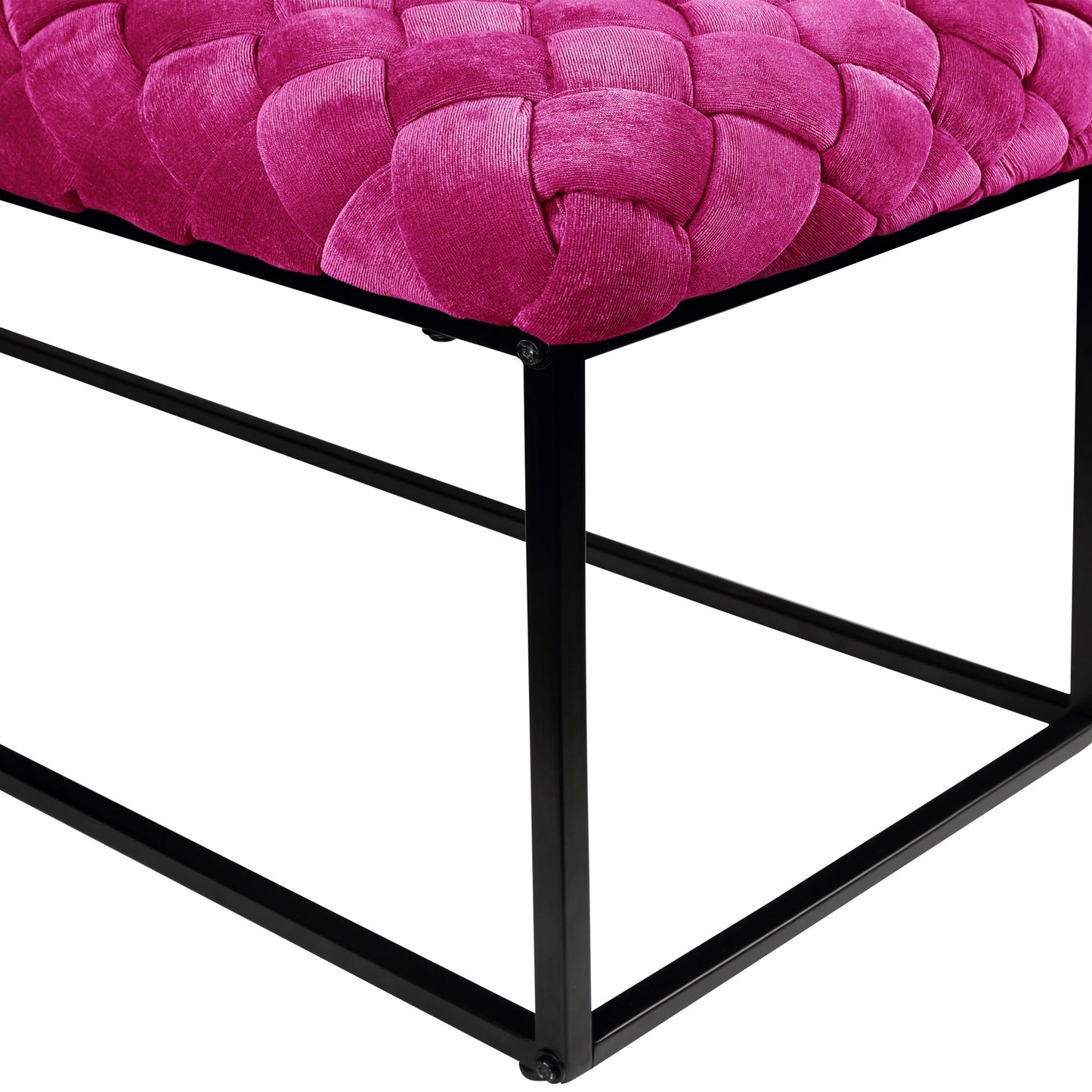 39" Fuchsia And Black Upholstered Velvet Bench By Homeroots | Benches | Modishstore - 5