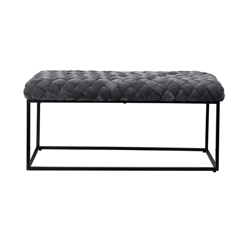 39" Gray And Black Upholstered Velvet Bench By Homeroots | Benches | Modishstore