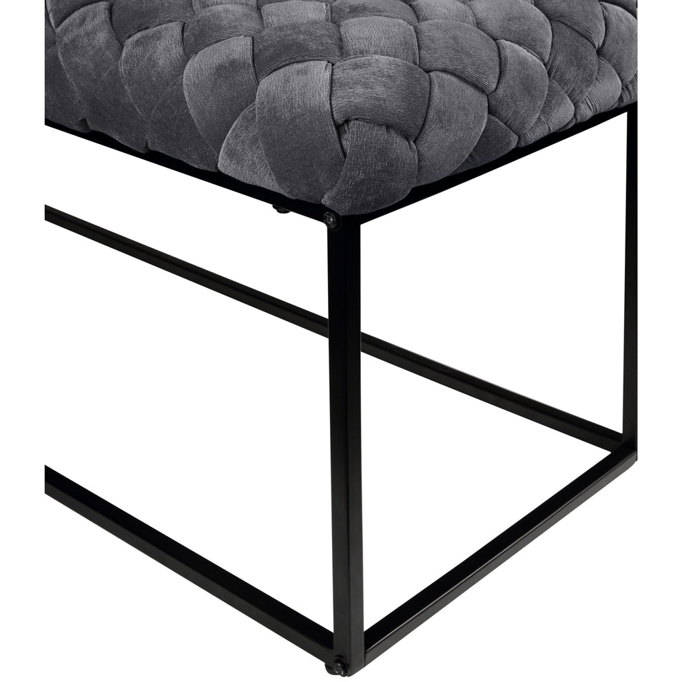 39" Gray And Black Upholstered Velvet Bench By Homeroots | Benches | Modishstore - 4