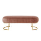 53" Blush And Gold Upholstered Velvet Bench By Homeroots | Benches | Modishstore - 2