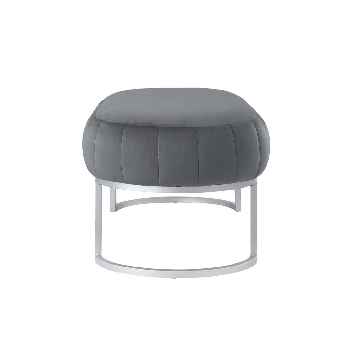 53" Gray Upholstered Velvet Bench By Homeroots | Benches | Modishstore - 3