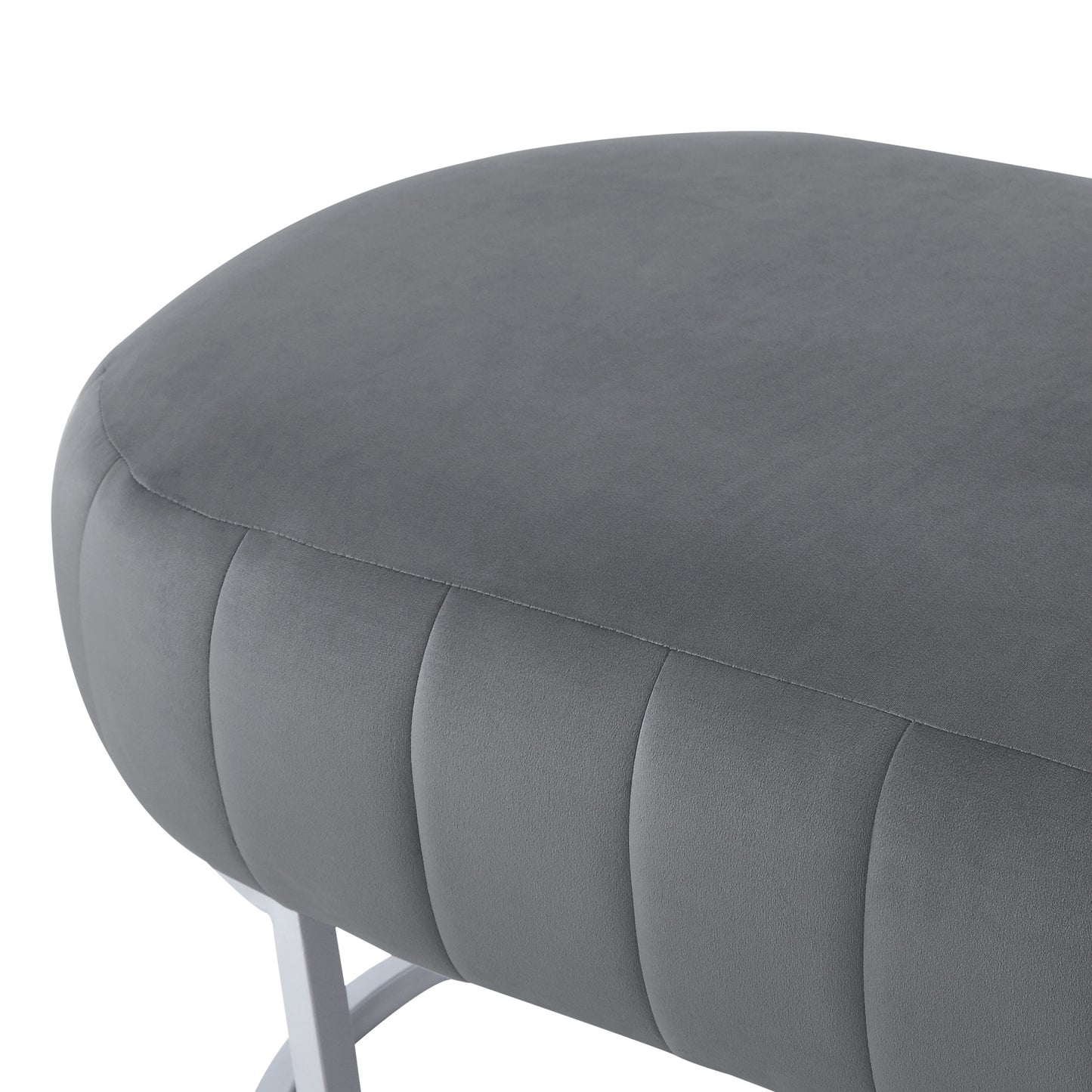 53" Gray Upholstered Velvet Bench By Homeroots