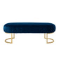 53" Navy Blue And Gold Upholstered Velvet Bench By Homeroots