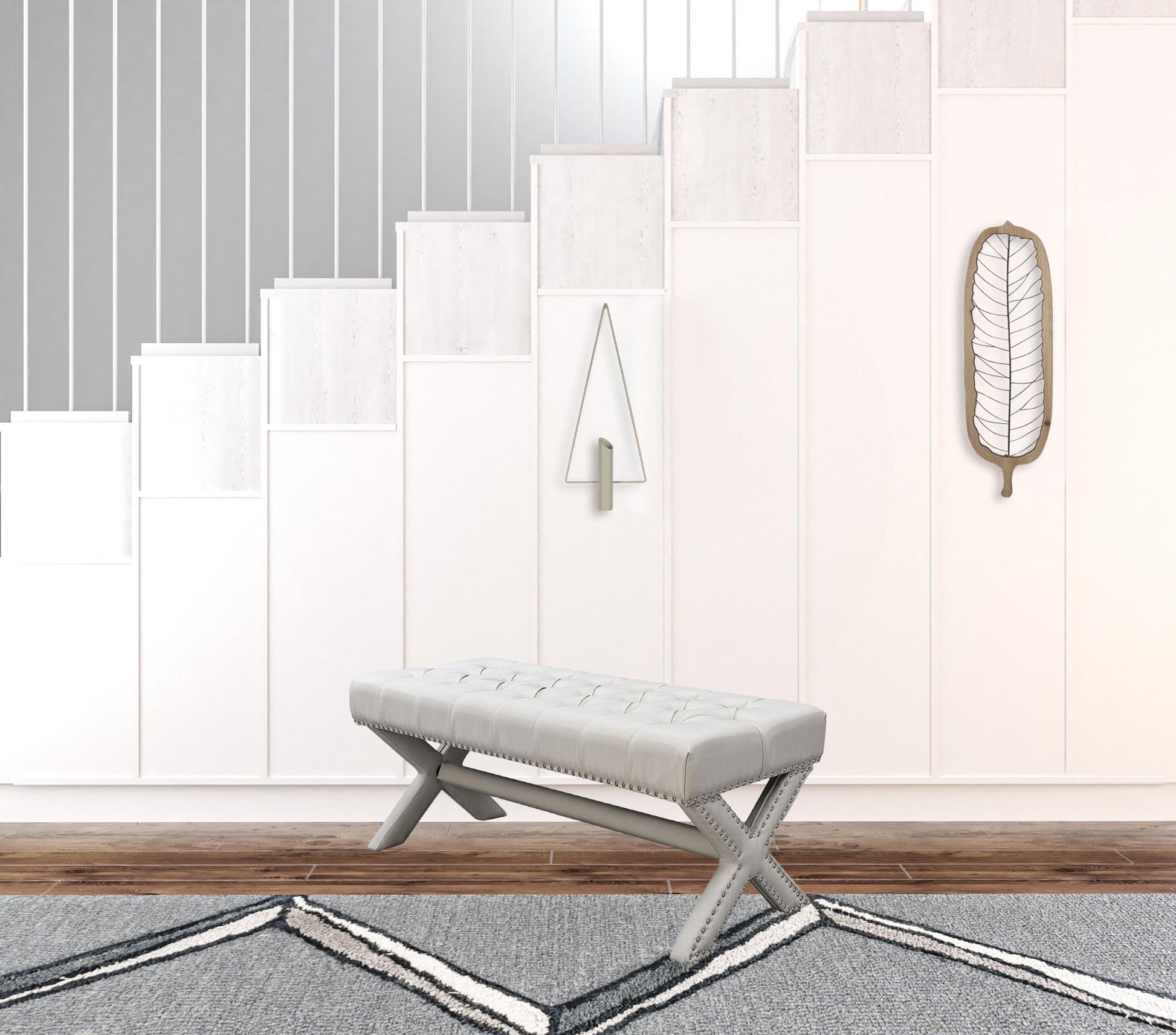 45" Cream Upholstered Linen Bench By Homeroots | Benches | Modishstore - 5