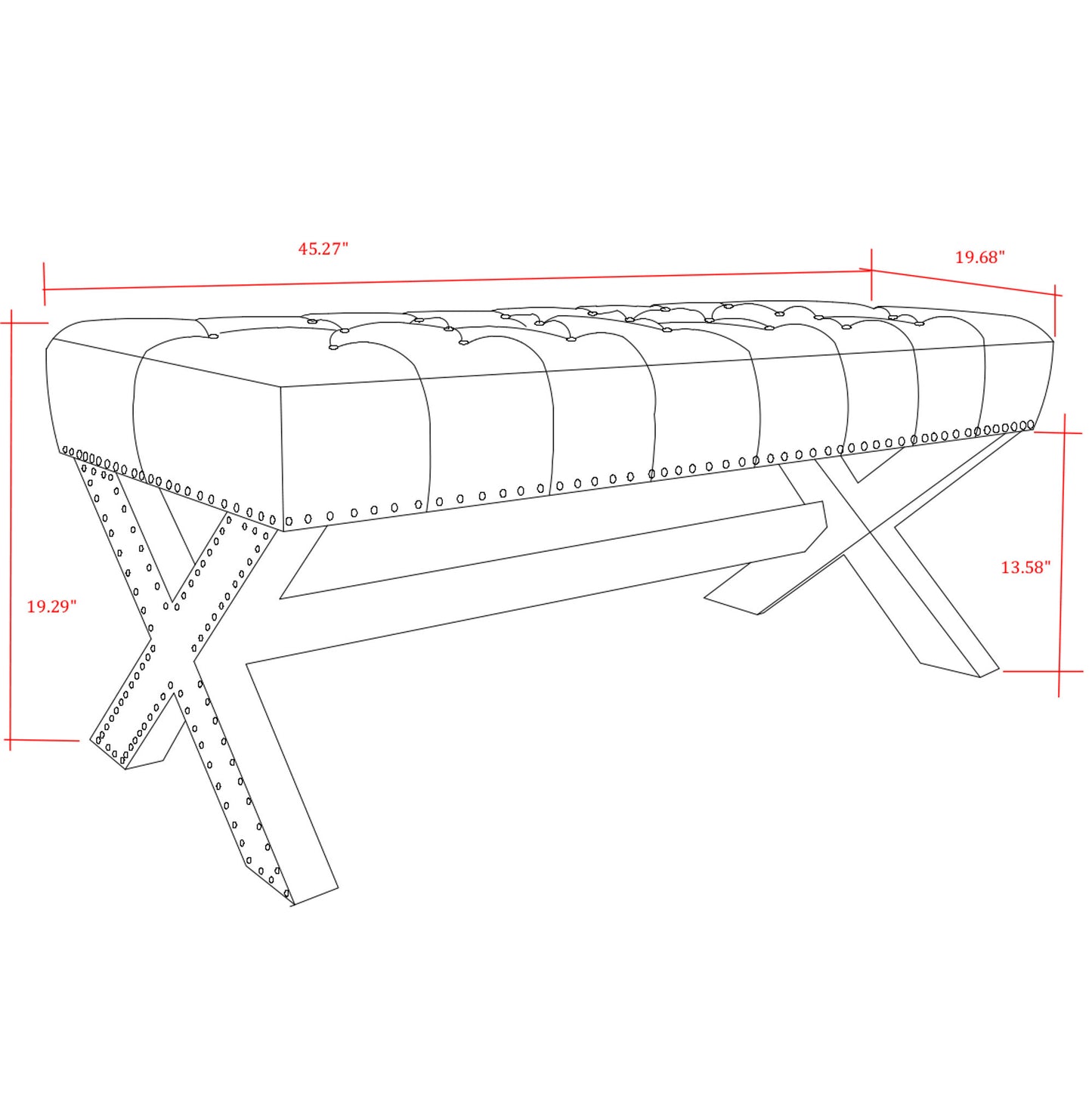 45" Gray Upholstered Linen Bench By Homeroots | Benches | Modishstore - 7