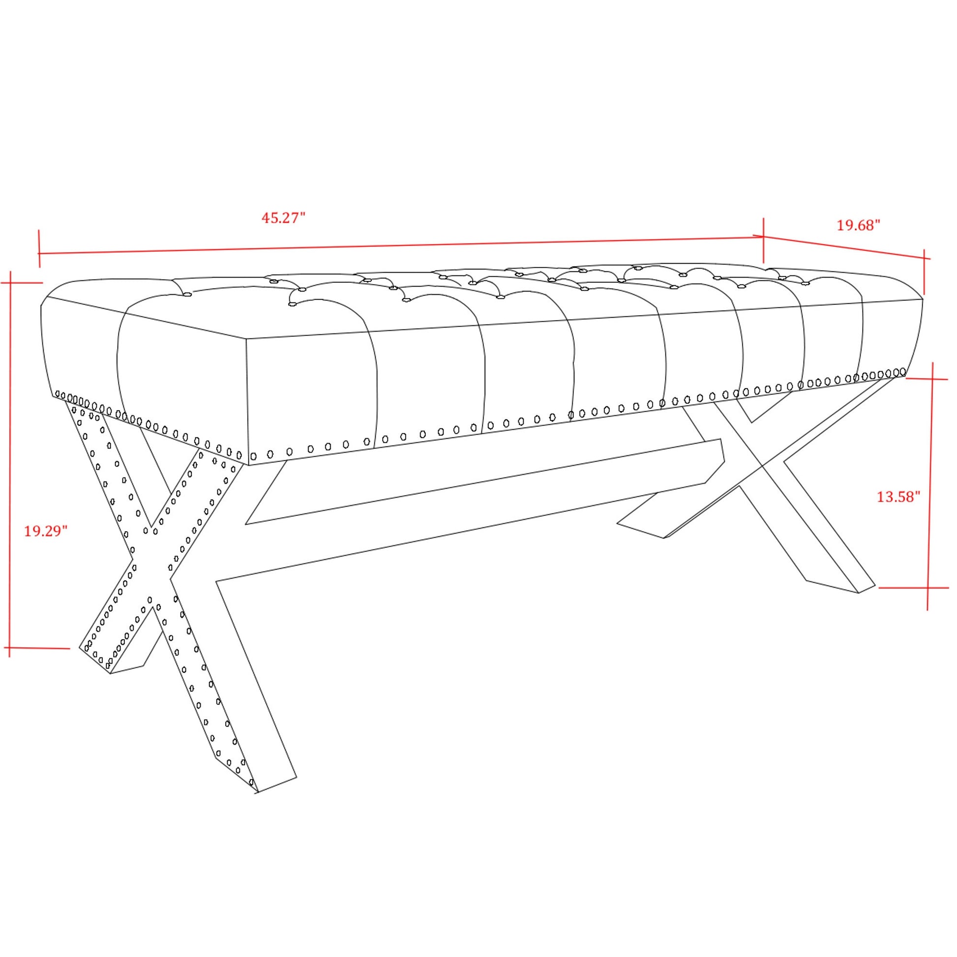 45" Light Gray Upholstered Linen Bench By Homeroots | Benches | Modishstore - 7