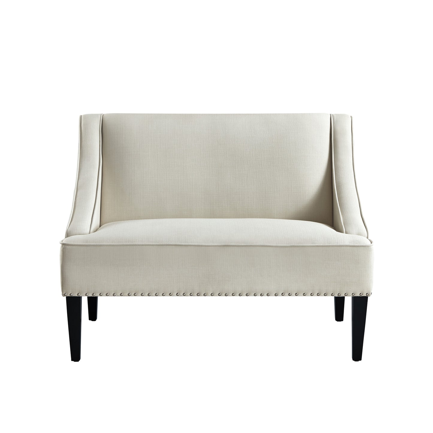 45" Cream And Black Upholstered Linen Bench By Homeroots | Benches | Modishstore