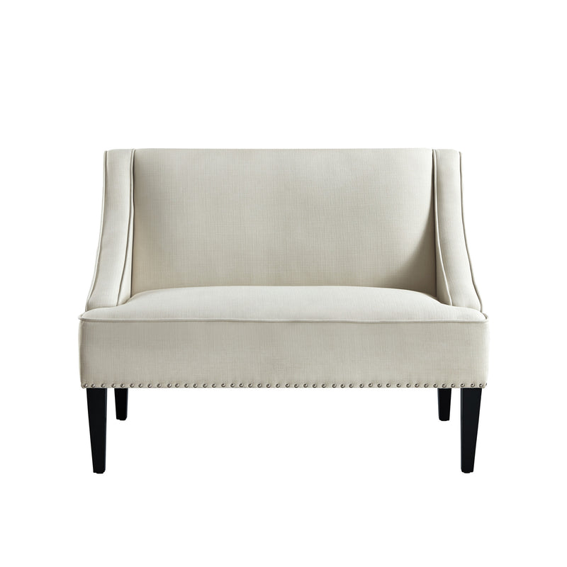 45" Cream And Black Upholstered Linen Bench By Homeroots | Benches | Modishstore